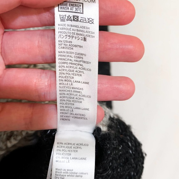 Topshop Knit Pullover Sweater Gray V Neck Heavy, 6 - Picture 8 of 9